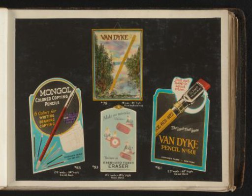 Advertisement for Eberhard Faber pencils and erasers