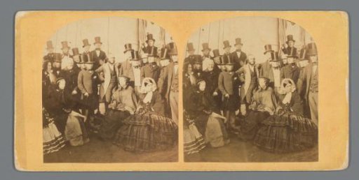 Group portrait on the deck of a ship, London, 1 May 1860