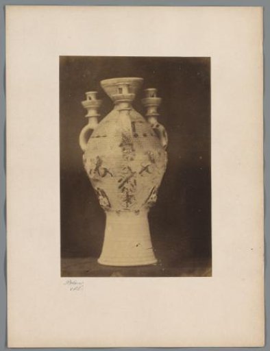 Earthenware vase with candlesticks from the collection of W. de Weckherlin