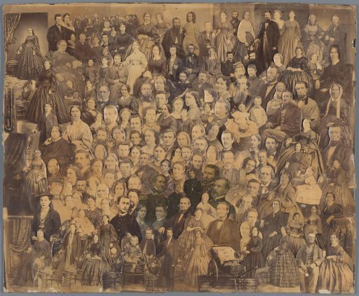 Collage of portraits of soldiers, military leaders, and civilians from the Ohio area during the Civil War, 1865–1867