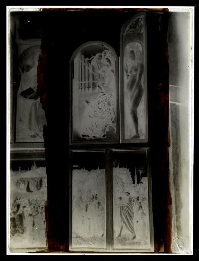 Negative of the right panel of the altarpiece The Adoration of the Mystic Lamb by Hubert and Jan van Eyck, installed in St. Bavo's Cathedral, Ghent
