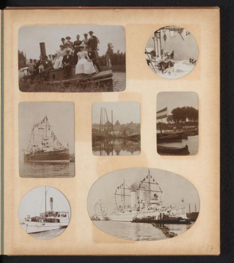Views of Various Ships and a Group Portrait on a Boat