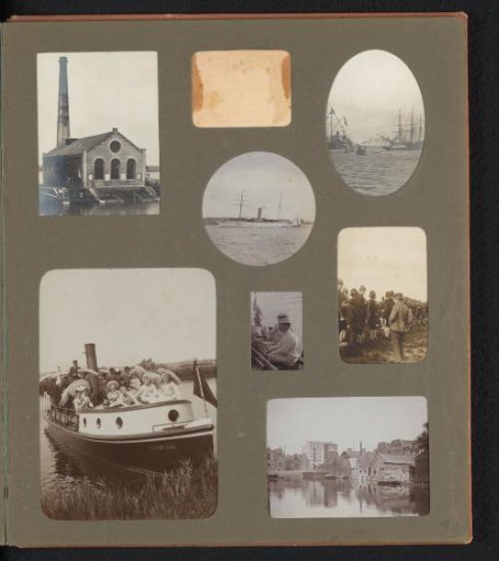 Views of Ships, a Factory, Possibly of the Firm H. & J. Suyver, and a Harbour and a Group Portrait on a Boat