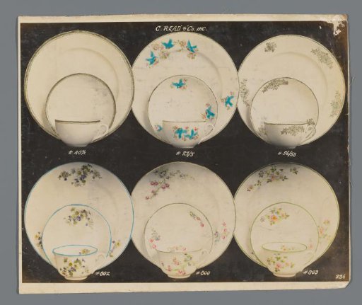 Advertisement photograph with tableware and kitchen utensils from the firm C. Read & Co., Baltimore, Maryland