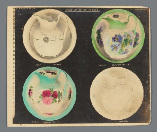 Advertisement photograph with tableware and kitchen utensils from the firm C. Read & Co., Baltimore, Maryland