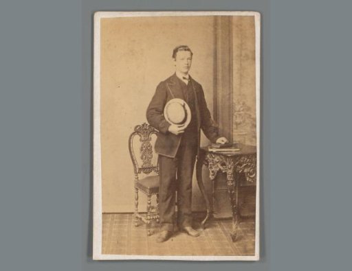 Portrait of Dirk van Haren Noman, standing with a hat in his hand