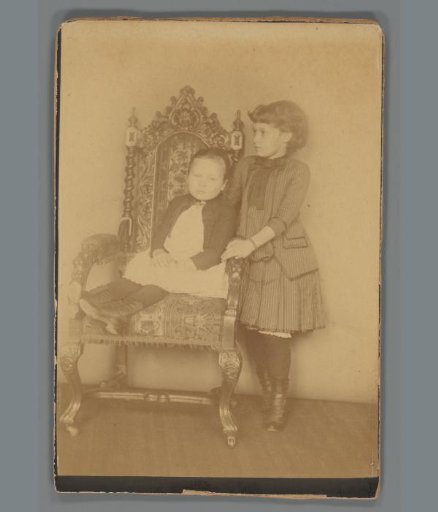 Portrait of Cornelia Theodora Josephina van Haren Noman and Isabella Heijligers on and beside a chair