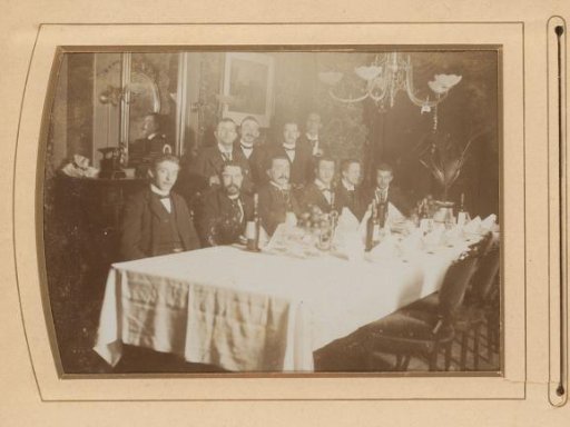 Group Portrait of Students at a Dinner, with Alexander Buys Seated Second from the Left, Next to His Younger Brother François