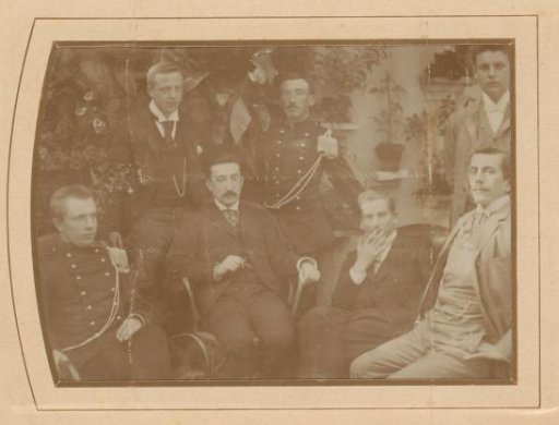 Group portrait of students, with François Buys sitting in the middle