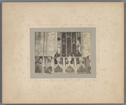 Group portrait of four unknown men on the Duomo of Milan