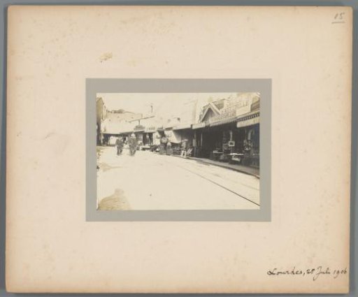 Street with shops in Lourdes