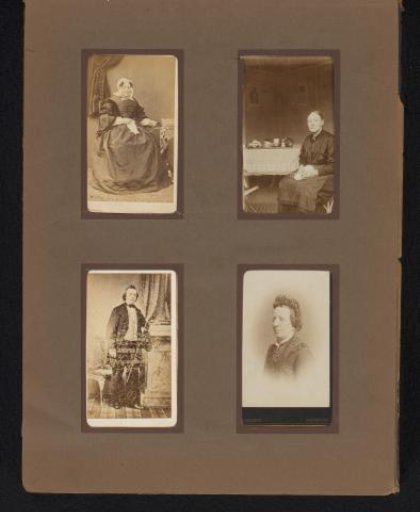 Four photographs with portraits of unknown family members