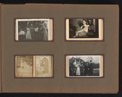 Five family photographs, including at a wedding