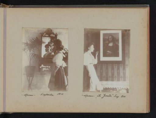 Self-portrait for a mirror and self-portrait for a reproduction of the Mona Lisa by Leonardo da Vinci