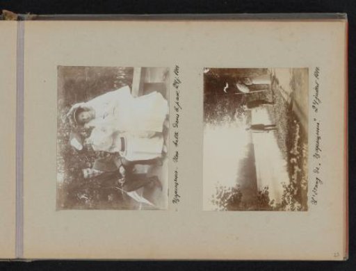 Young man and two women outside on a bench and two men and a woman by a lake in the Tsaritsyno Park, Moscow