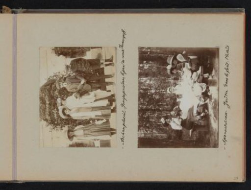Portrait with women, a young man and a child on the street and portrait with women and a child during a picnic in the woods at the Arkhangelskoye estate near Moscow