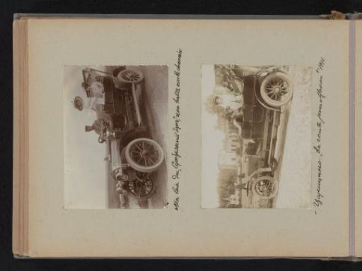 Car with chauffeur and two women near Serebryany Bor park and a car on the way to Moscow from Tsaritsyn Park with a chauffeur, two women and a young man
