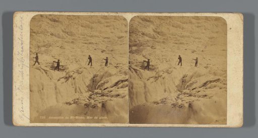 View of a group of mountaineers on the Mer de Glace