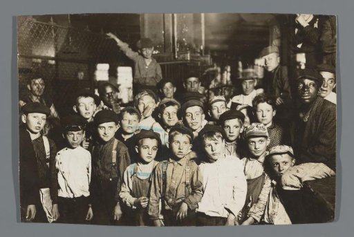 Indianapolis Newsboys Waiting for the Base-ball Edition in a Newspaper Office