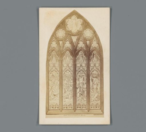 Photographic reproduction of a design drawing for a stained-glass window made by Ferguson, Urie & Lyon for St John's Church in Toorak, Australia