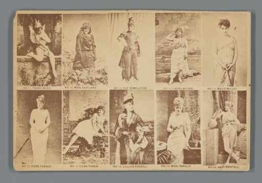 Ten Portraits of American Actresses, Actors and Singers, Advertisement for Lorillard's Climax Plug Plum Tobacco