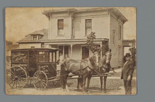 Carriage with medicines, advertisement for Daniel J. Hanifin, seller for J.R. Watkins Medical Company