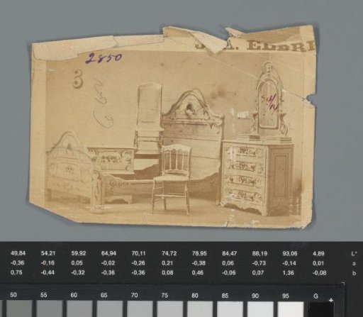 Advertisement featuring various pieces of furniture, produced by J.A. Eldredge & Company in Springfield, Massachusetts