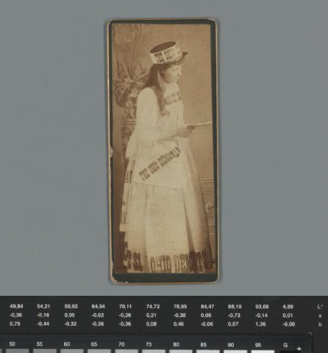Portrait of an Unknown Girl with Advertisement for The Ohio Democrat on her Dress
