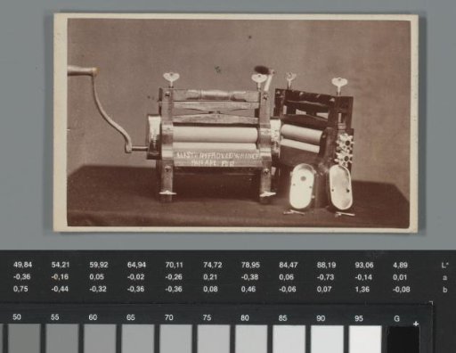 Advertisement for a mangle of Just's Champion in Fauk City, Wisconsin