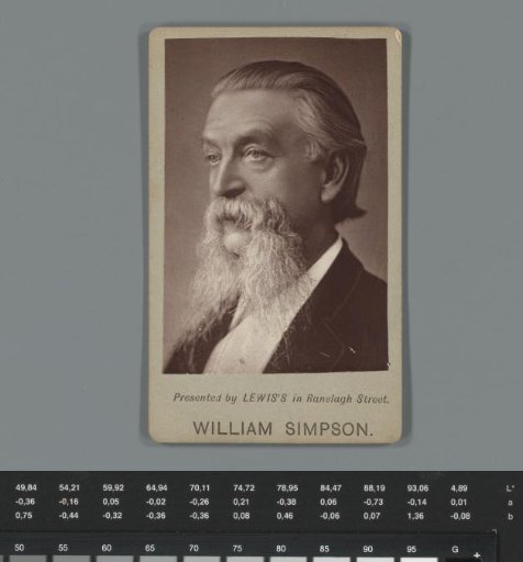 Advertisement for Lewis's in Liverpool with portrait of William Simpson