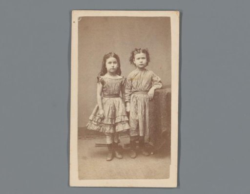 Double portrait of two girls, advertisement for Childrens' Educational Relief Association