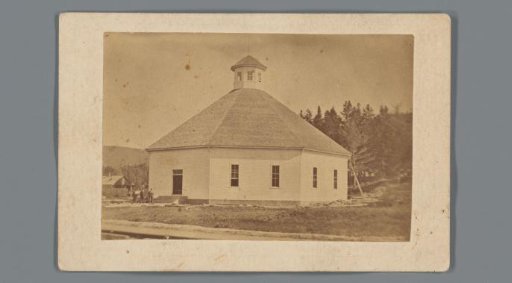 View of an Octagonal Barn in New Hampshire, Advertisement for the American Institute of Instruction