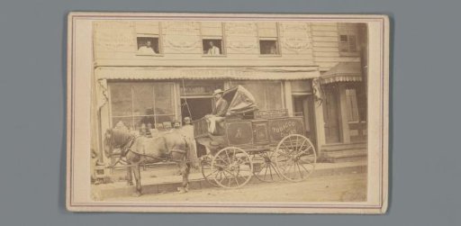 Advertisement with a view of the carriage and tobacco and cigar shop of D.S. McLaughlin in Beacon, New York