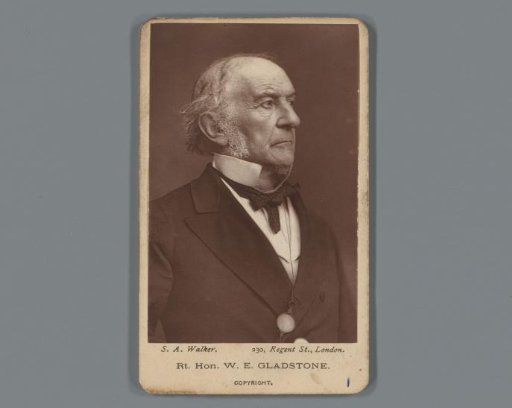 Portrait of William Ewart Gladstone, advertisement for various companies in Edinburgh
