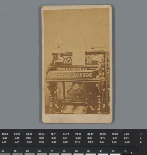 Advertisement for harmoniums of Daniel F. Beatty in Wheeling, with view of an organ