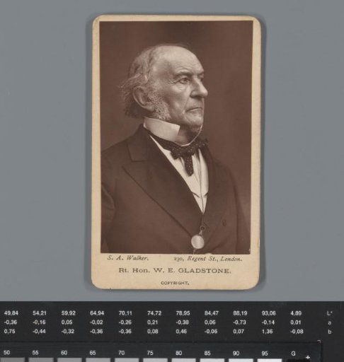 Advertisement for various shops in Edinburgh with a portrait of William Ewart Gladstone