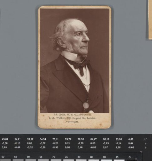 Advertisement for various shops in Edinburgh with a portrait of William Ewart Gladstone