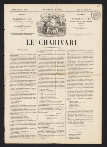Part of the newspaper Le Charivari of 23 November 1865