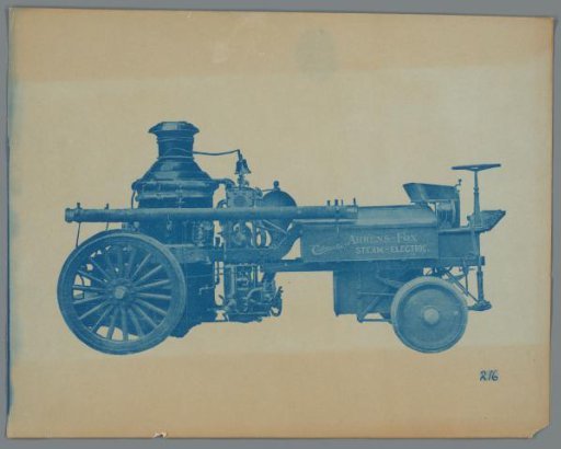 Photographic Reproduction of a Print with a Steam Fire Engine, Produced by Ahrens-Fox
