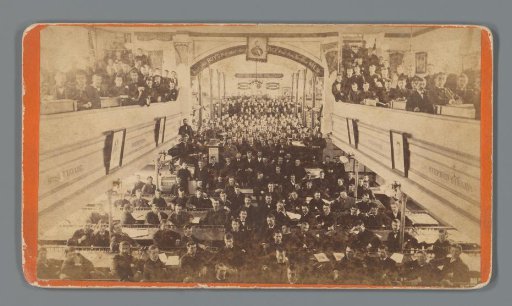 View of business students in a faculty building, advertisement for the Eastman Business College in Poughkeepsie, New York