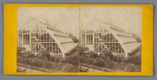 Advertisement for a greenhouse with a sloping roof, designed by architect James Cranston in Birmingham