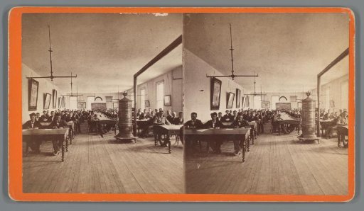 Advertisement with a view of the special manuscripts department of the Eastman Business College in Poughkeepsie, New York