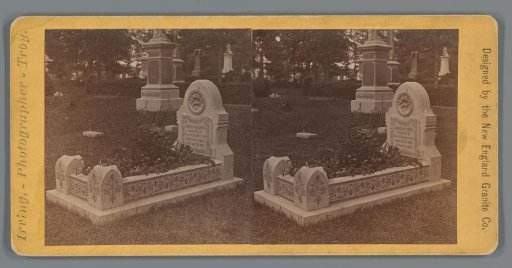 View of the grave of Annie Baldwin, advertisement for New England Granite Works