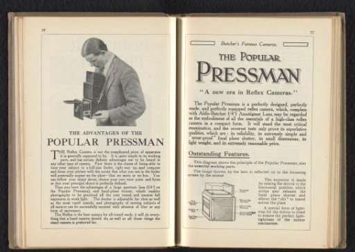 Man with Popular Pressman Reflex Camera
