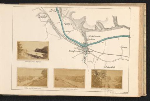 View of the Thames bank at Pangbourne, view of a landscape with the Thames from Shooters Hill, view of a landscape with the Thames from Shooters Hill, and view of a river landscape with a church in Whitchurch