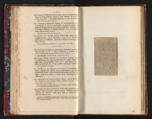 Photographic reproduction of the book cover of Ambrosius from 1583