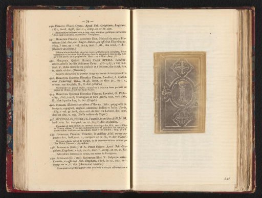 Photographic reproduction of the book cover of Horatii Flacci Opera from 1551