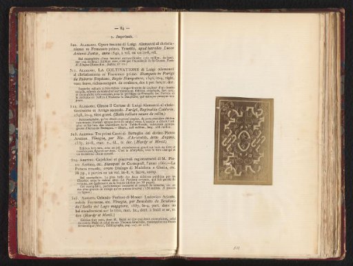 Photographic reproduction of the book cover of La Coltivatione by Luigi Alamanni from 1546