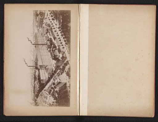 Photographic reproduction of a cotton spinning and weaving mill in Augsburg, viewed from above
