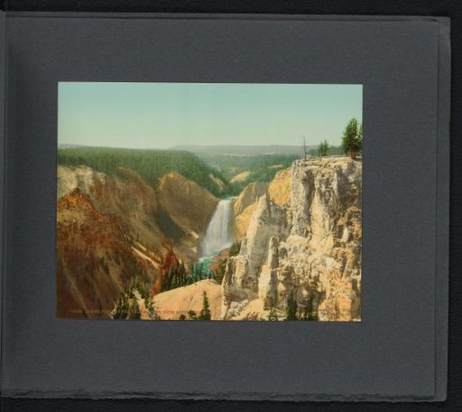 View of waterfalls in Yellowstone National Park, seen from the Artist Point viewpoint